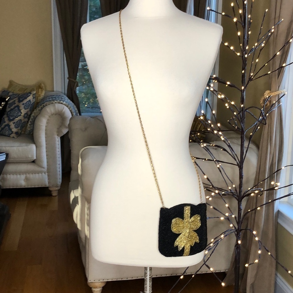 Vintage Beaded Mini Purse Black Gold